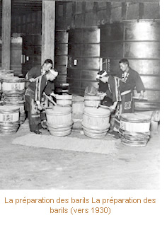 Preparing barrels for shipping (1930s)